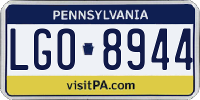 PA license plate LGO8944