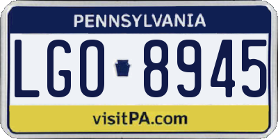 PA license plate LGO8945