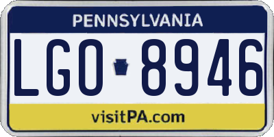 PA license plate LGO8946