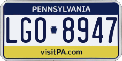 PA license plate LGO8947