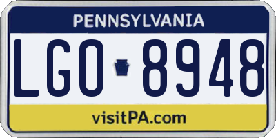 PA license plate LGO8948
