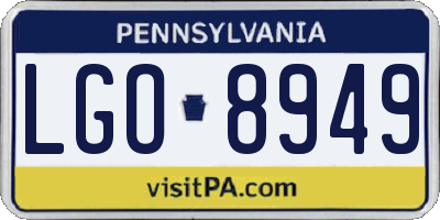 PA license plate LGO8949