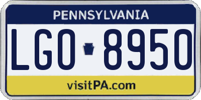 PA license plate LGO8950