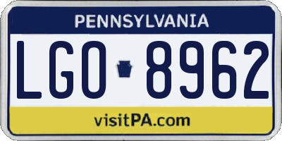 PA license plate LGO8962