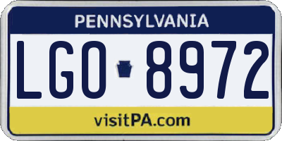PA license plate LGO8972