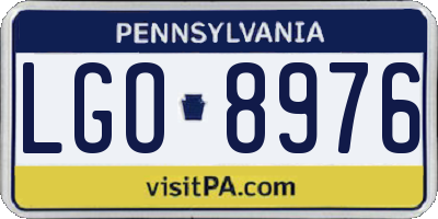 PA license plate LGO8976