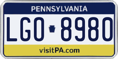 PA license plate LGO8980