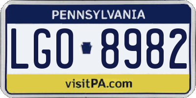 PA license plate LGO8982