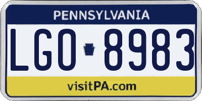 PA license plate LGO8983