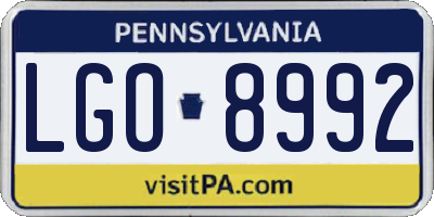 PA license plate LGO8992
