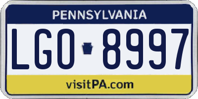 PA license plate LGO8997