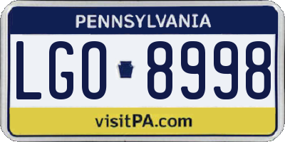 PA license plate LGO8998