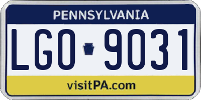 PA license plate LGO9031