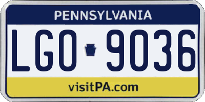PA license plate LGO9036