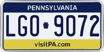 PA license plate LGO9072
