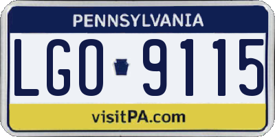 PA license plate LGO9115