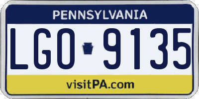 PA license plate LGO9135