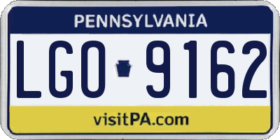 PA license plate LGO9162