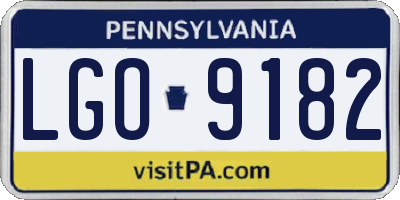 PA license plate LGO9182