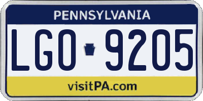 PA license plate LGO9205