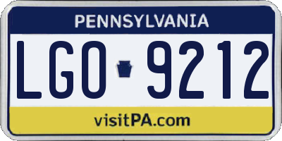 PA license plate LGO9212