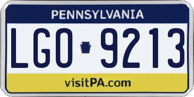 PA license plate LGO9213