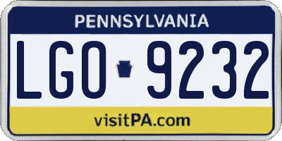 PA license plate LGO9232