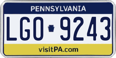 PA license plate LGO9243