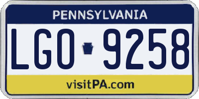 PA license plate LGO9258