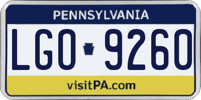 PA license plate LGO9260