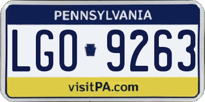 PA license plate LGO9263