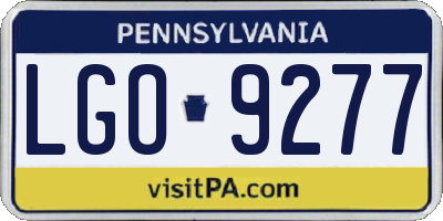 PA license plate LGO9277
