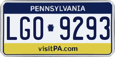 PA license plate LGO9293