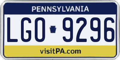 PA license plate LGO9296