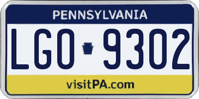 PA license plate LGO9302