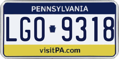 PA license plate LGO9318