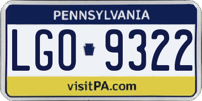PA license plate LGO9322