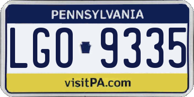 PA license plate LGO9335