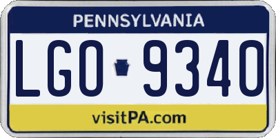 PA license plate LGO9340