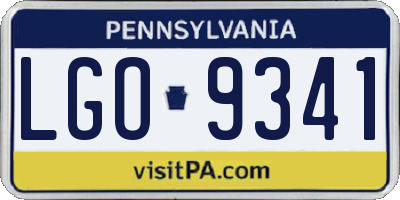 PA license plate LGO9341