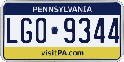 PA license plate LGO9344