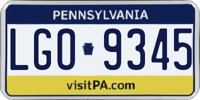 PA license plate LGO9345