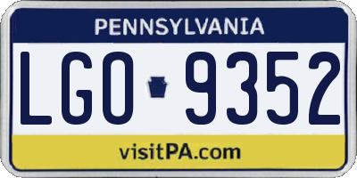PA license plate LGO9352