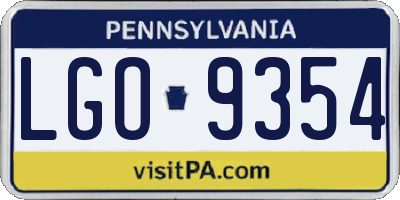 PA license plate LGO9354