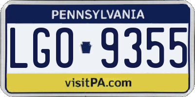 PA license plate LGO9355