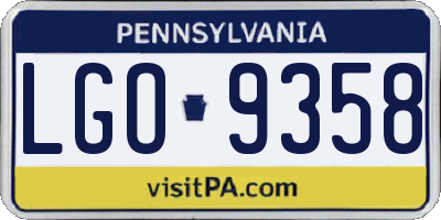 PA license plate LGO9358