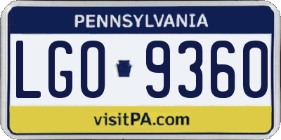 PA license plate LGO9360