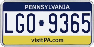 PA license plate LGO9365