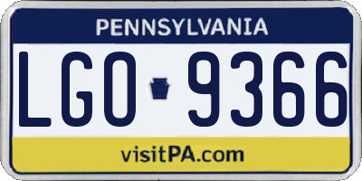PA license plate LGO9366