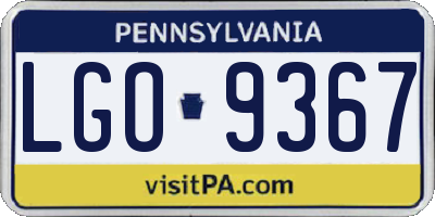PA license plate LGO9367